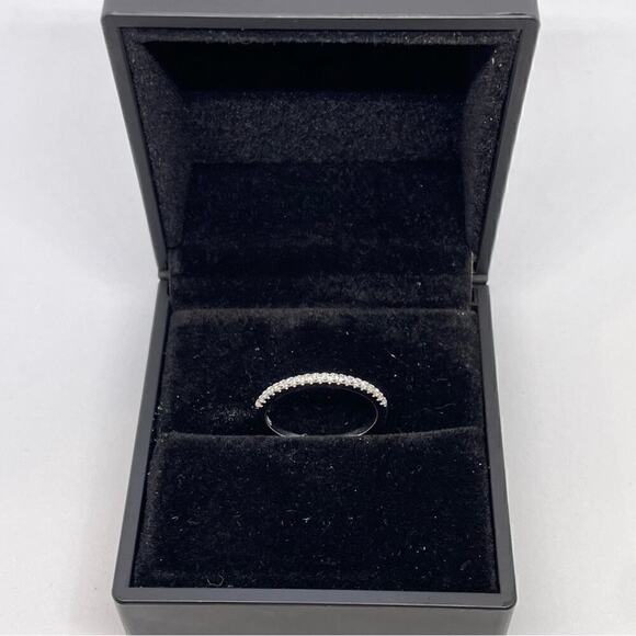 Jewelry - Moissanite Diamond Half Eternity Band Ring Dainty Wedding Stacking Band White